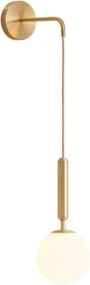 MZStech Vintage Industrial Wall Lamp Sconces,15cm White Glass Globe & Gold Metal Drop Wall Light ... | Amazon (UK)
