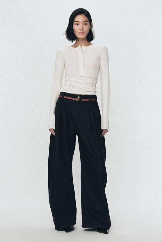 SOSHIOTSUKI X ZARA HENLEY COLLAR T-SHIRT | Zara UK