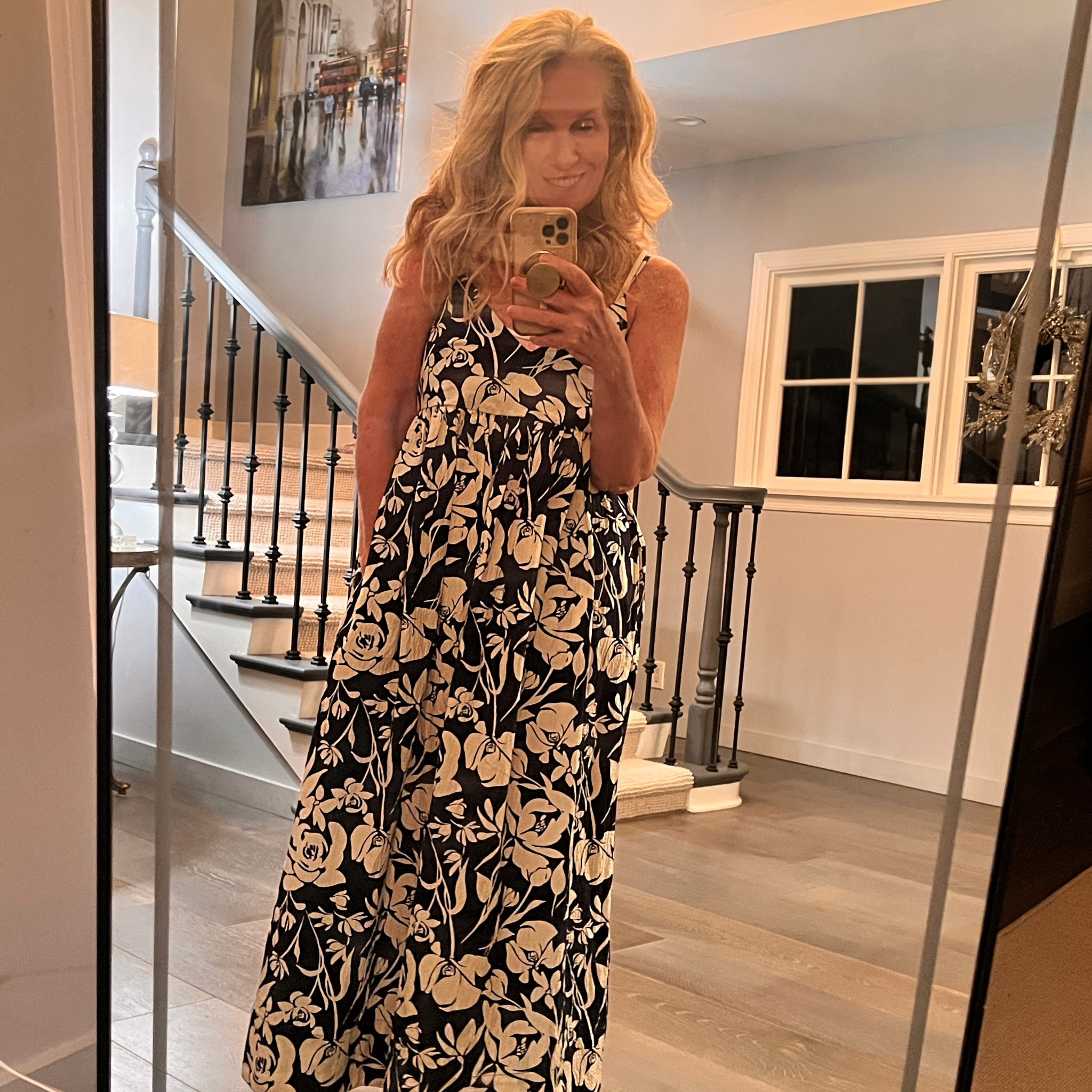 This print may be sold out (no surprise there!) but don’t worry, it’s still available in other gorgeous colors!  I’m obsessive with the flowy silhouette- it’s so flattering and easy to style. I love throwing a sweater over it for those chilly SoCal nights! Adjustable straps and pockets make it effortlessly comfy and super chic!!

#LTKOver40 #LTKStyleTip