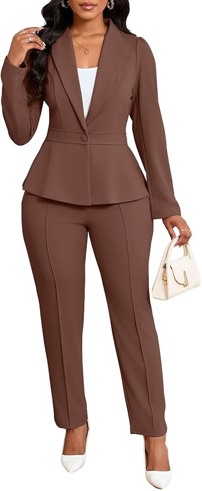 Ophestin Business Casual Outfits Blazers Set Pants Suits for Women 2 Piece Set Dressy Professiona... | Amazon (US)