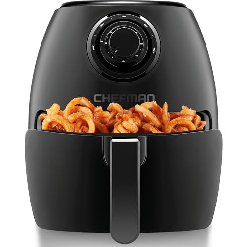 CHEFMAN Small Air Fryer Healthy Cooking, 3.6 Qt, Nonstick, User Friendly and Dual Control Temperature, w/ 60 Minute Timer & Auto Shutoff, Dishwasher Safe Basket, Matte Black, Cookbook Included | Amazon (US)