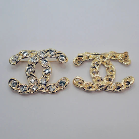 Gold Crystal Chunky Link Brooch Pin C008 | Etsy | Etsy (US)