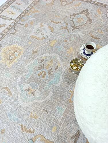 Muted Brown Modern Oushak Rug, Shades of Gray Vintage Turkish Earth Tones Oriental Antique Inspired  | Amazon (US)