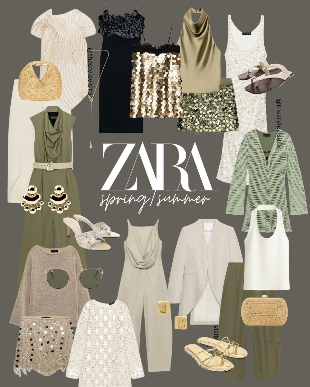 Soft olive, champagne tones and a little sparkle ✨ These Zara pieces are giving effortless luxury with the perfect mix of elevated basics, crochet textures, satin draping and statement sequins. From chic holiday dinners to summer evenings out, these outfits make getting dressed feel easy 🤍💫

Like this post to save it to your favourite folder and come back later to shop.

zara summer outfits, zara new arrivals, olive green outfit, neutral outfit, quiet luxury style, european summer fashion, vacation outfit, resort wear, crochet dress, sequin skirt, satin top, linen blazer, wide leg trousers, summer evening outfit, wedding guest outfit, elegant summer style, gold accessories, chic sandals, capsule wardrobe, old money aesthetic