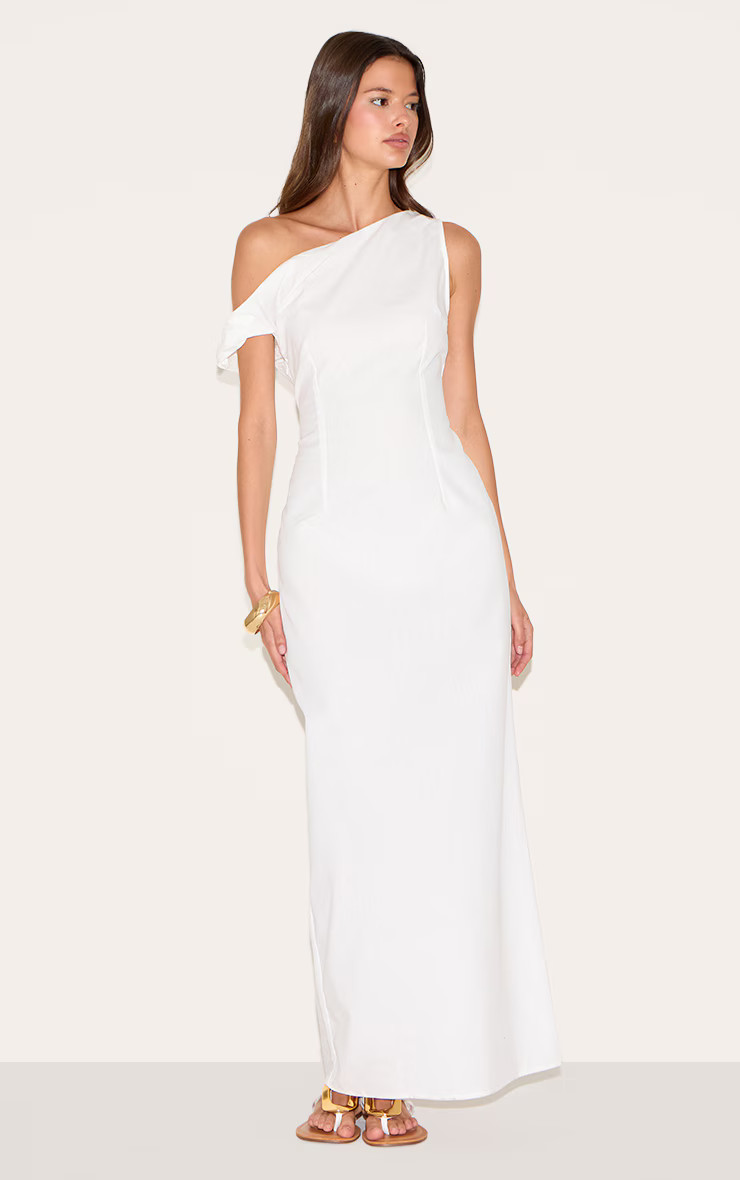 White Knot Shoulder Maxi Dress | PrettyLittleThing US