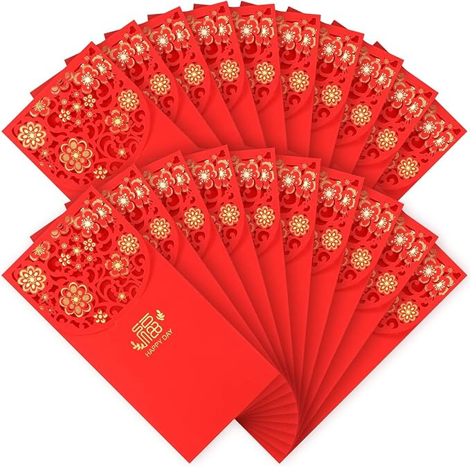 20 Pieces Chinese New Year Red Envelopes Chinese Red Pockets Red Chinese Money Envelopes Hong Bao... | Amazon (US)