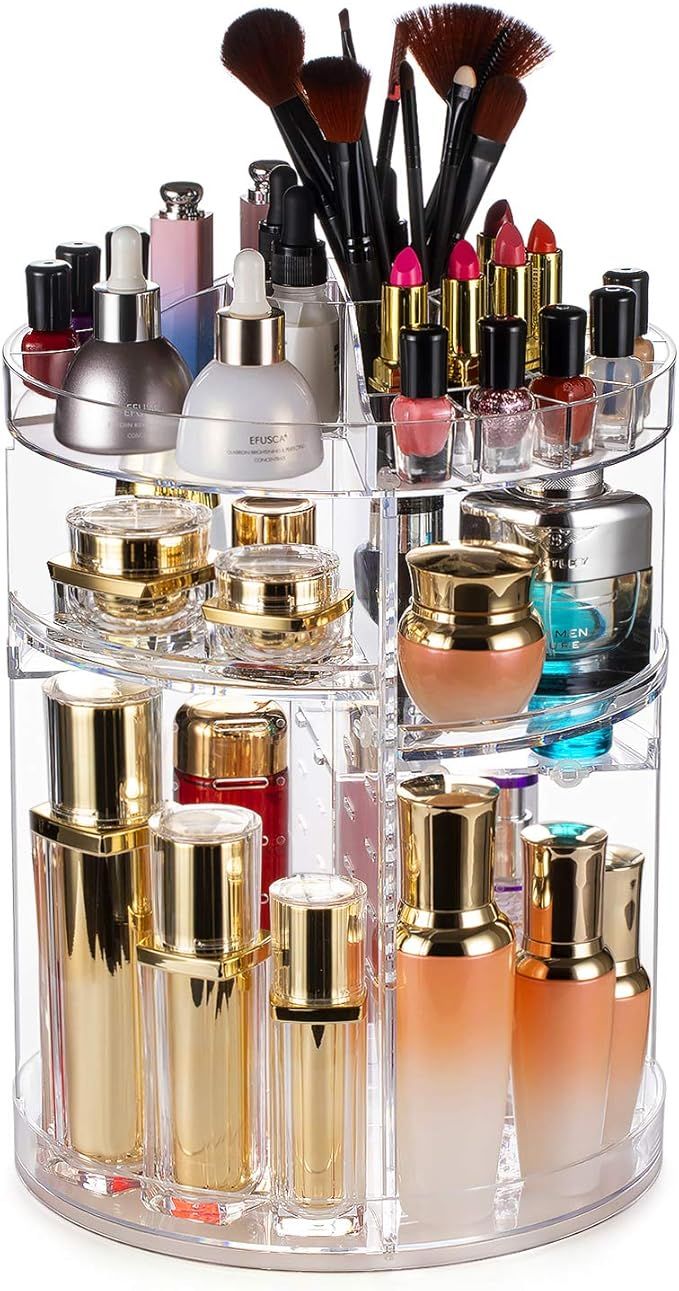 360 Degree Rotating Makeup Organizer,Large Capacity&Adjustable Multi-Function Cosmetic Storage Bo... | Amazon (US)