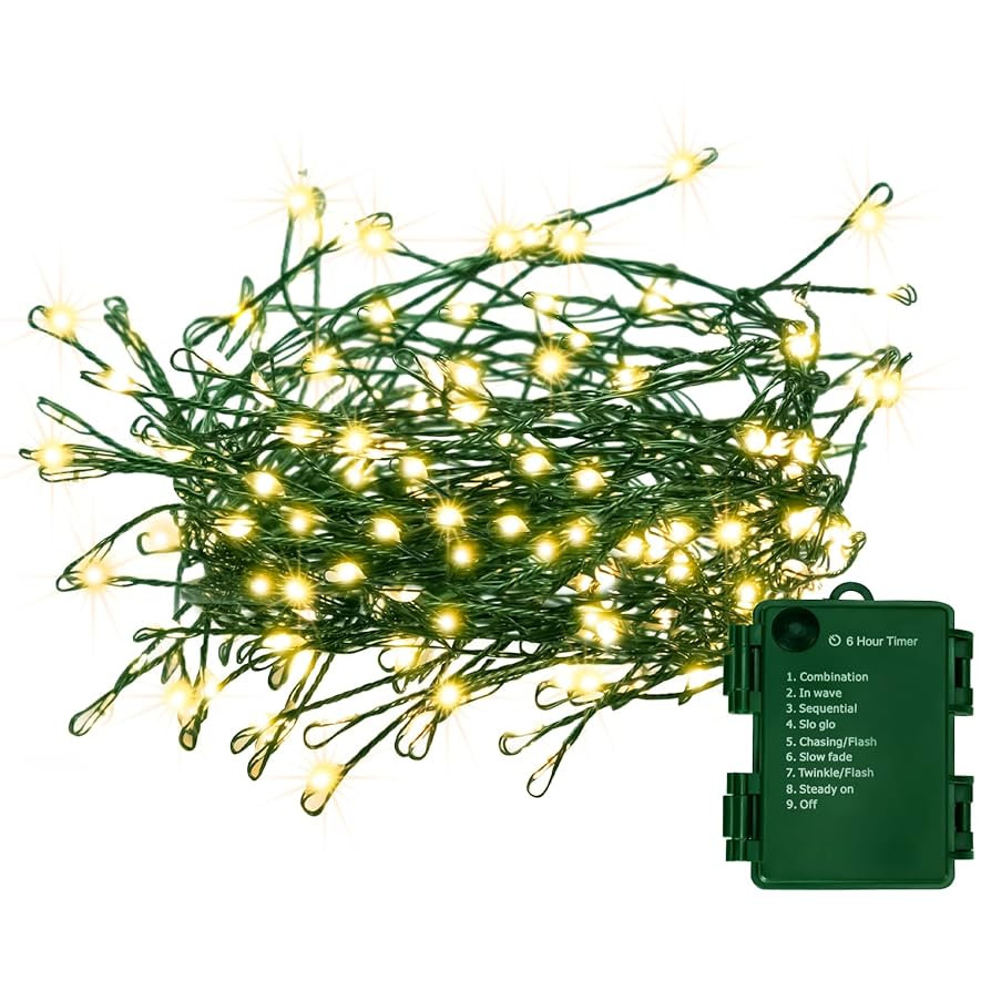 Battery Operated Christmas Lights, 20FT 200 Micro LED Fairy Lights with 8 Modes and Auto Timer, G... | Amazon (US)