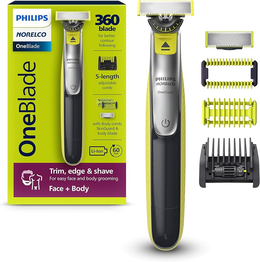 Philips Norelco OneBlade 360 Face + Body, Hybrid Electric Razor and Beard Trimmer for Men with 5-... | Amazon (US)