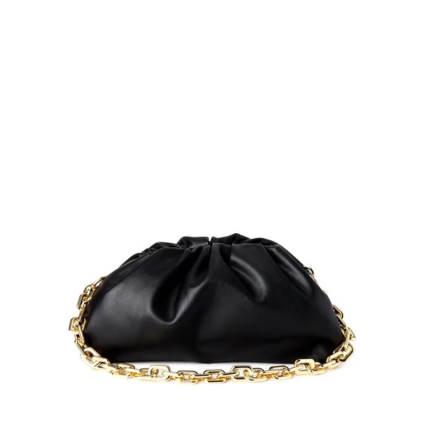 Scoop Ruched Clutch Gold Chain Handbag | Walmart (US)
