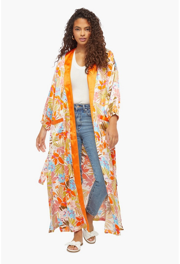 Blouson Sleeve Longline Kimono | JustFab