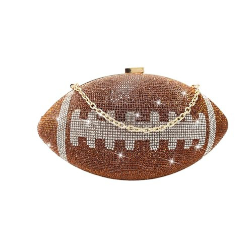 ARTLUXE Football Purse with Rhinestones Bling Glitter for Women Evening Football Shape Bag Purse Rugby Quirky Novelty Purses for Party, Brown | Amazon (US)