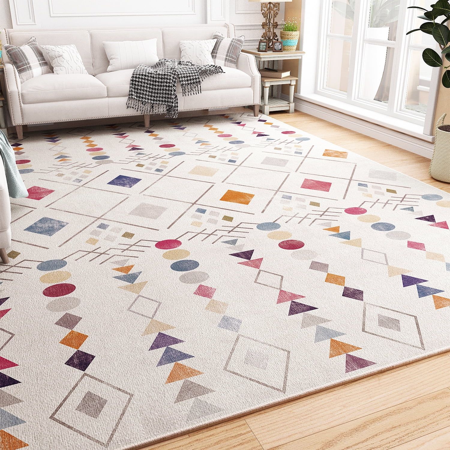 SIXHOME Rugs for Living Room 8x10 Boho Area Rugs Large Washable Non Slip Carpets Modern Indoor Fl... | Walmart (US)