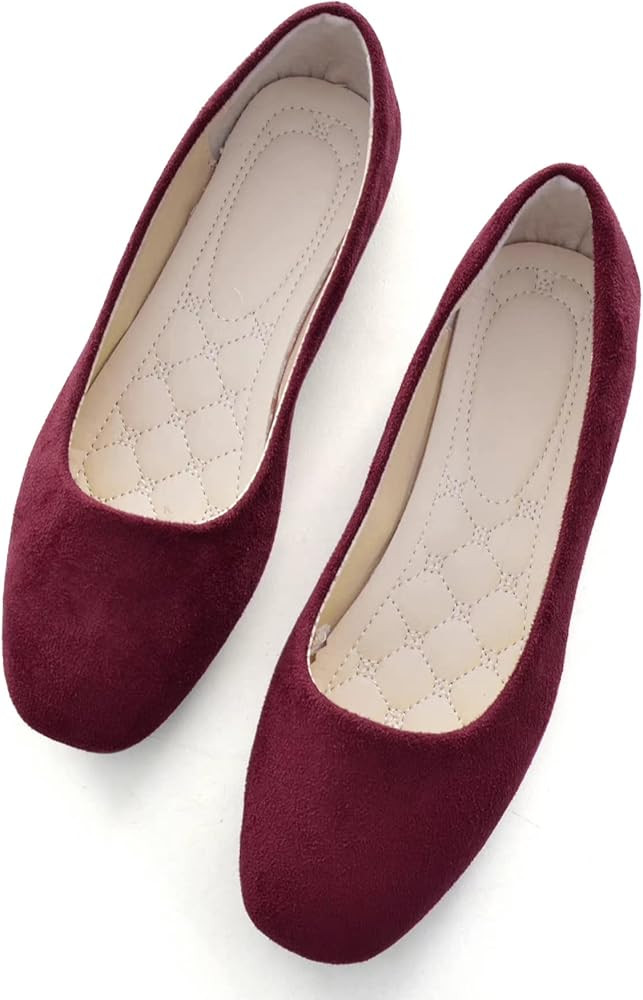 BOLOMEE Ladies Faux Suede Summer Casual Cute Dress Flats Outdoor Walking Shoes | Amazon (US)