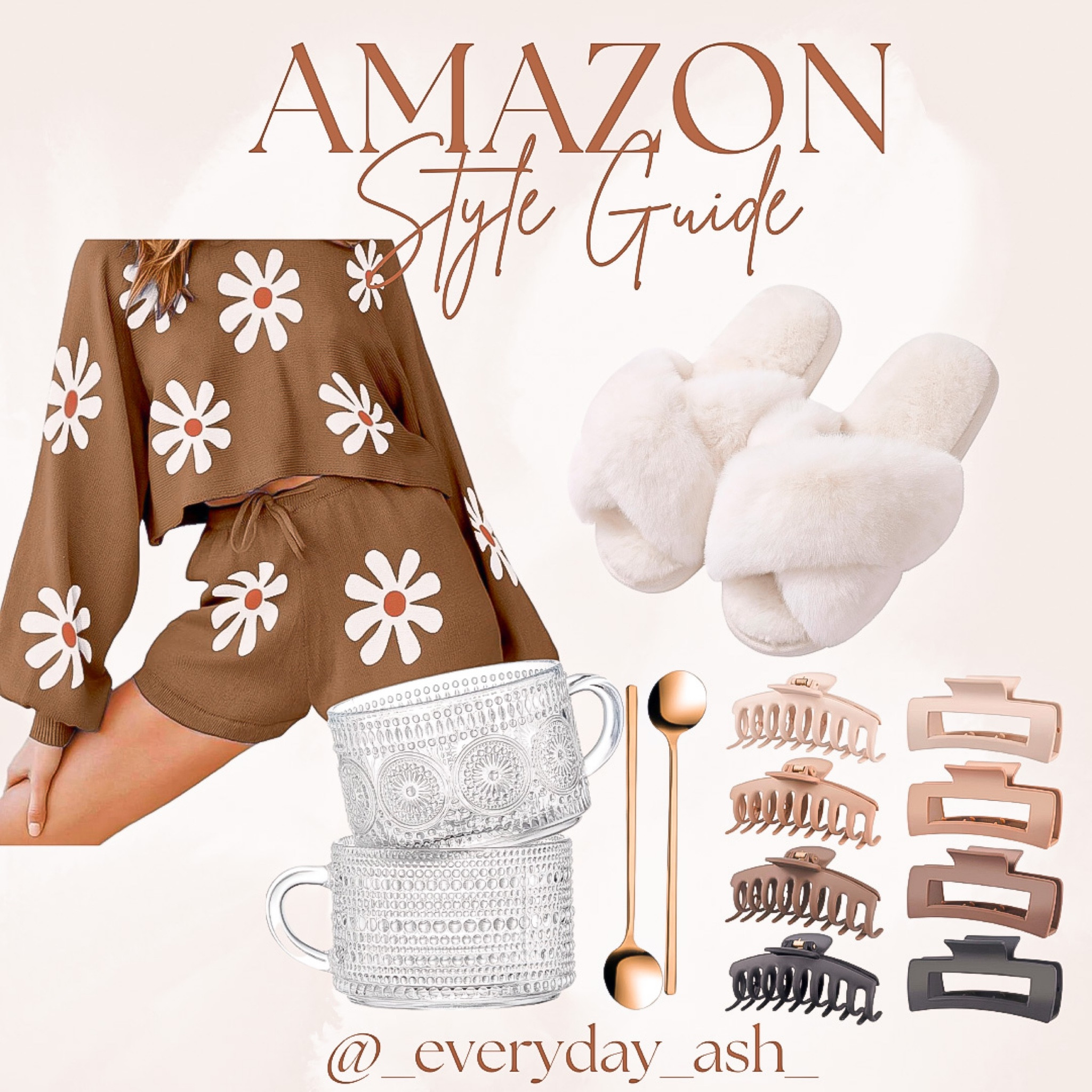 Amazon style guide 🤎

This cozy set comes in so many color options ! 💕 

Easily wear it at home or for running errands 🤎

Pair it with these cute cups, claw clips and slippers for an easy at home evening. 
Pairs well with a chick flick, wine and snacks 🤎

Amazon fashion, Amazon finds, Amazon must have, cozy set, Womens cozy set , neutral set, claw clips, translucent coffee mug, vintage drinking glasses, slippers, at home style 

#LTKFind #LTKstyletip #LTKhome