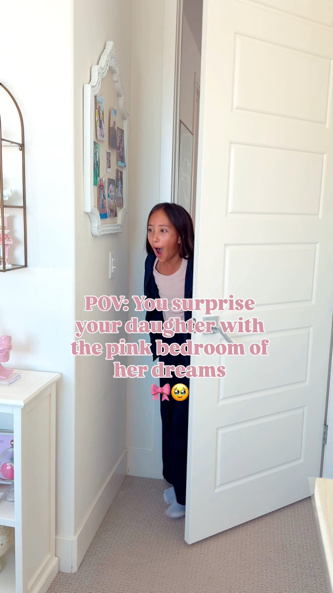 POV: You surprise your daughter with the pink bedroom of her dreams 🎀🥹

It feels like it was only yesterday—but it was actually two years ago—that I created Milan’s mint-green Parisian-inspired “big girl” room. 💚✨ Now she’s growing up, her style is changing, and she was ready for a room that felt a little more her…and a lot more pink! 💕🎀

Seeing her reaction made every little detail so worth it. 🥹 I still need to replace the artwork on both sides of her windows, but I’m going to wait until I find something that feels absolutely perfect. A room is never really finished, right? 💗

Welcome to your dreamy new pink room, Milan! 🎀✨

#LTKmomlife #LTKKids #LTKHome