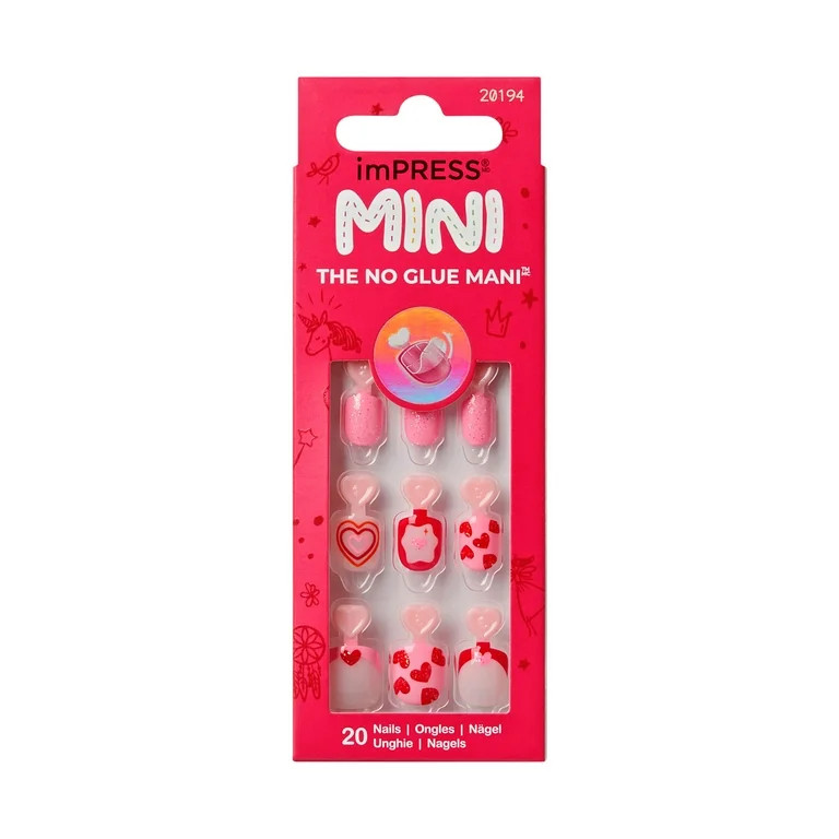 KISS imPRESS MINI Valentine’s Day Press On Nails, Magical Friend, Pink Squoval, 30 Count | Walmart (US)