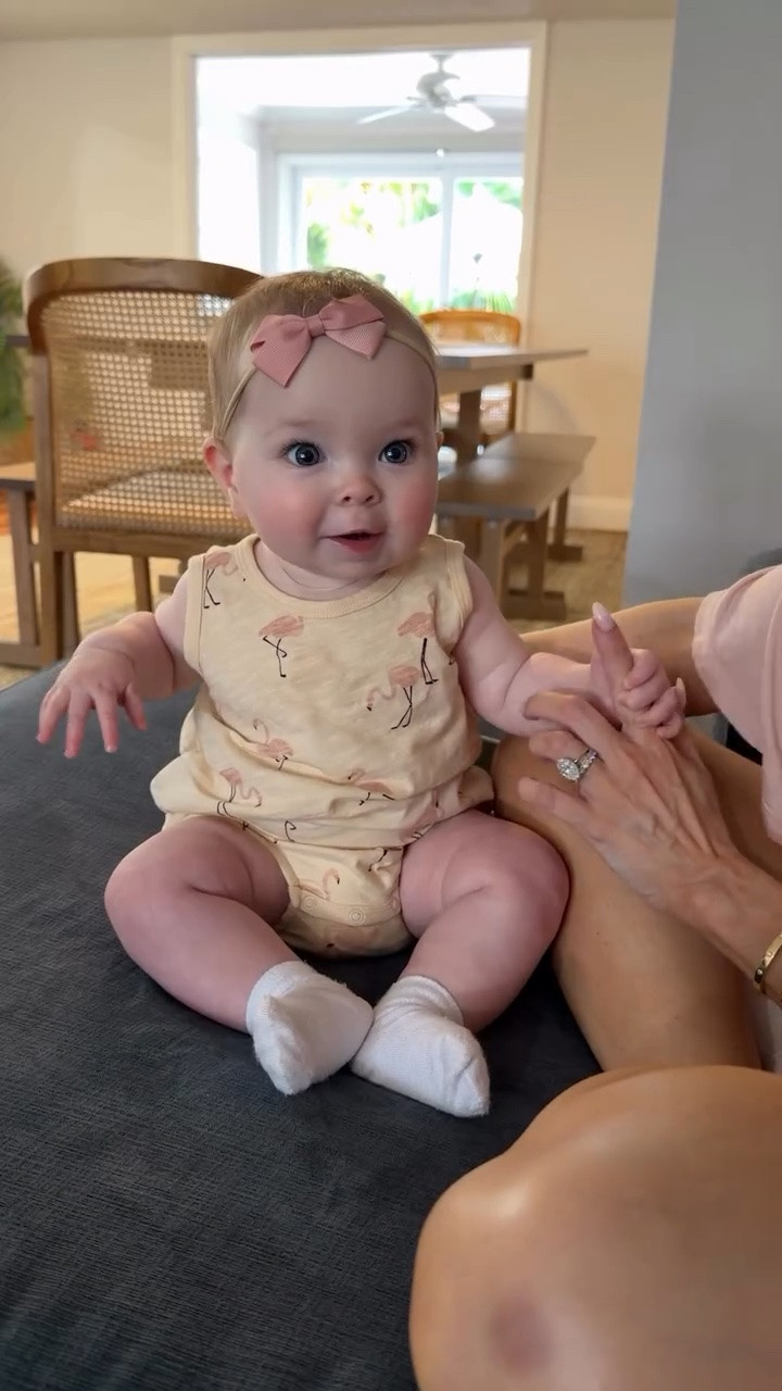 She was so precious at the end! 🥹🥰 backstory ::: Sutton has been learning so much lately, and one of the things she’s just started doing is this clicking sound! She clicks her tongue really loud and is so proud of herself after! 😂 It’s so cute watching her learn new things, and seeing how excited she gets. She is almost sitting on her own, and just wants to be on the move so bad! 🥹 I can’t wait to see what she learns over the next couple of months, because this stage is just so fun! 🥹💜

#LTKmomlife #LTKBaby #LTKootd