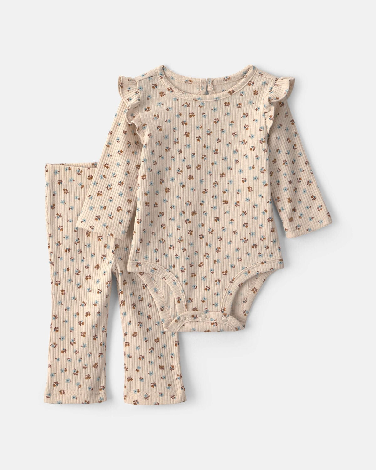 Baby Girl 2-Piece Floral Long-Sleeve Bodysuit & Pant Set - Cream | Carter's Inc
