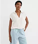 Collared Split Neck Top | LOFT