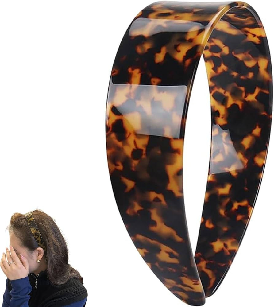 Thick Tortoise Shell Headband with Teeth for Women, 2026 New 1.5in No Slip Wide Retro Plastic Hea... | Amazon (US)
