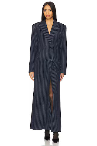AFRM Quinn Fitted Maxi Blazer Coat in Dark Wash from Revolve.com | Revolve Clothing (Global)