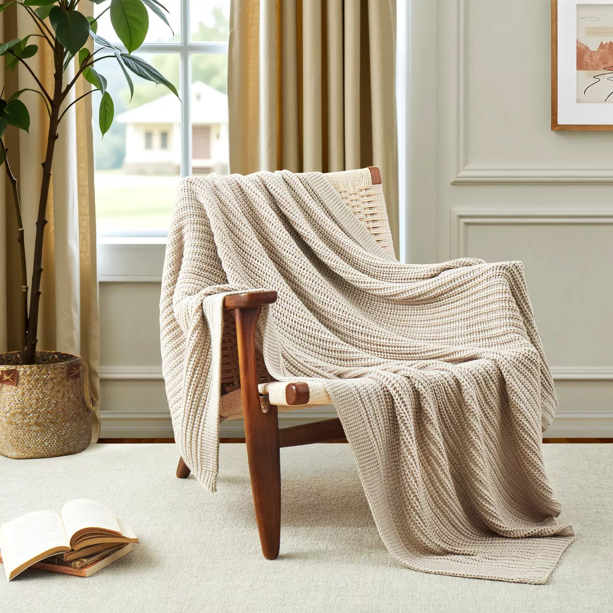 Peace Nest 50"x60" Chunky Knit Throw Blanket Warm Comfort Woven Blanket, Khaki | Target