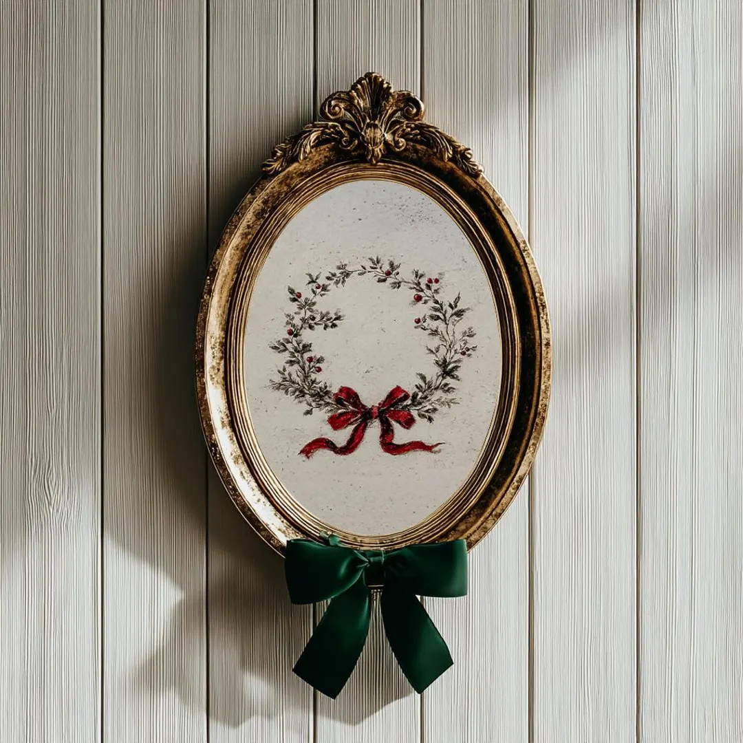 Minimalist Vintage Christmas Wreath Art Print | Elegant Holiday Decor (digital Download) - Etsy | Etsy (US)