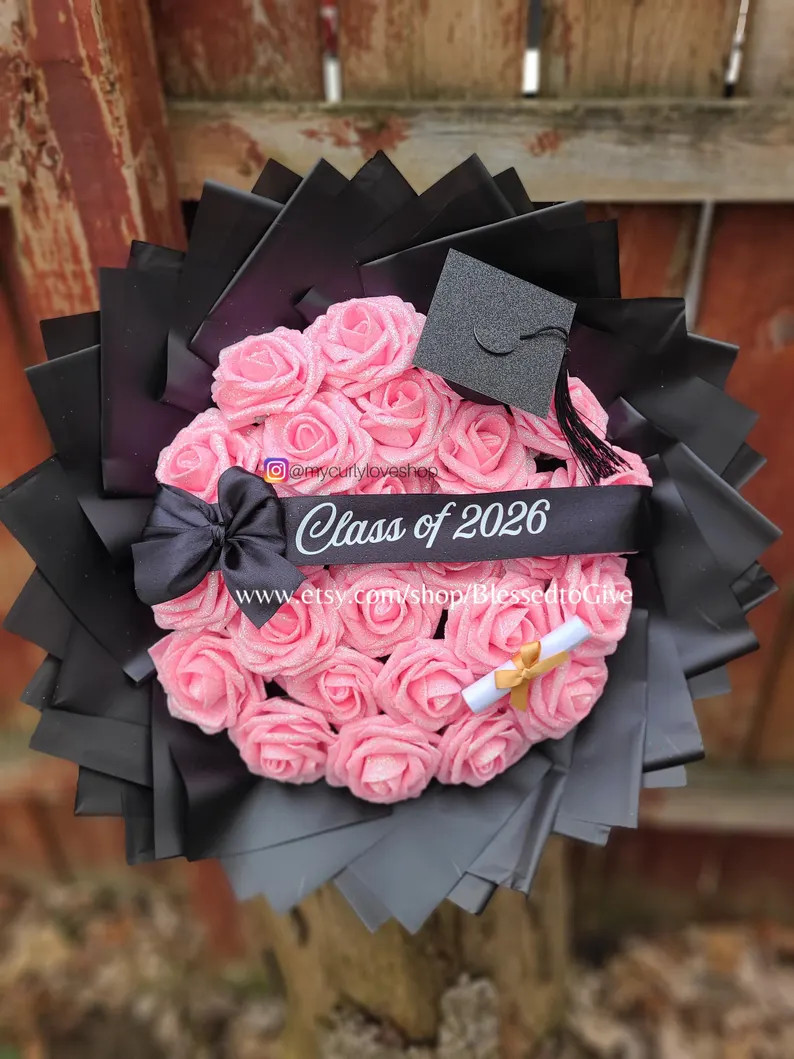 Glitter Roses Graduation Bouquet: Class of 2026 Gift | Etsy (US)