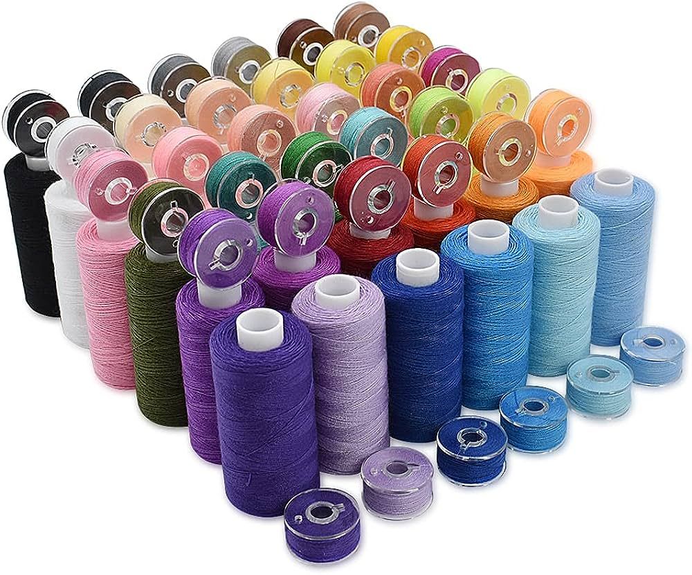 72Pcs 36 Colors Prewound Bobbins and Thread Spools for Hand & Machine Sewing, Emergency and Trave... | Amazon (US)