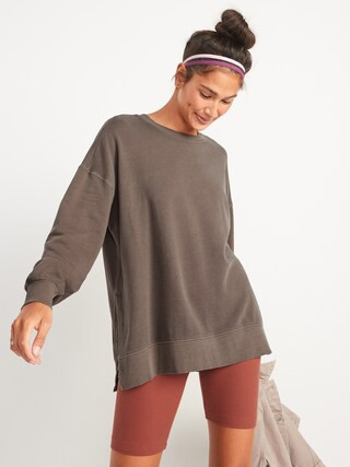 Vintage Long-Sleeve Garment-Dyed French-Terry Tunic Sweatshirt for Women | Old Navy (US)