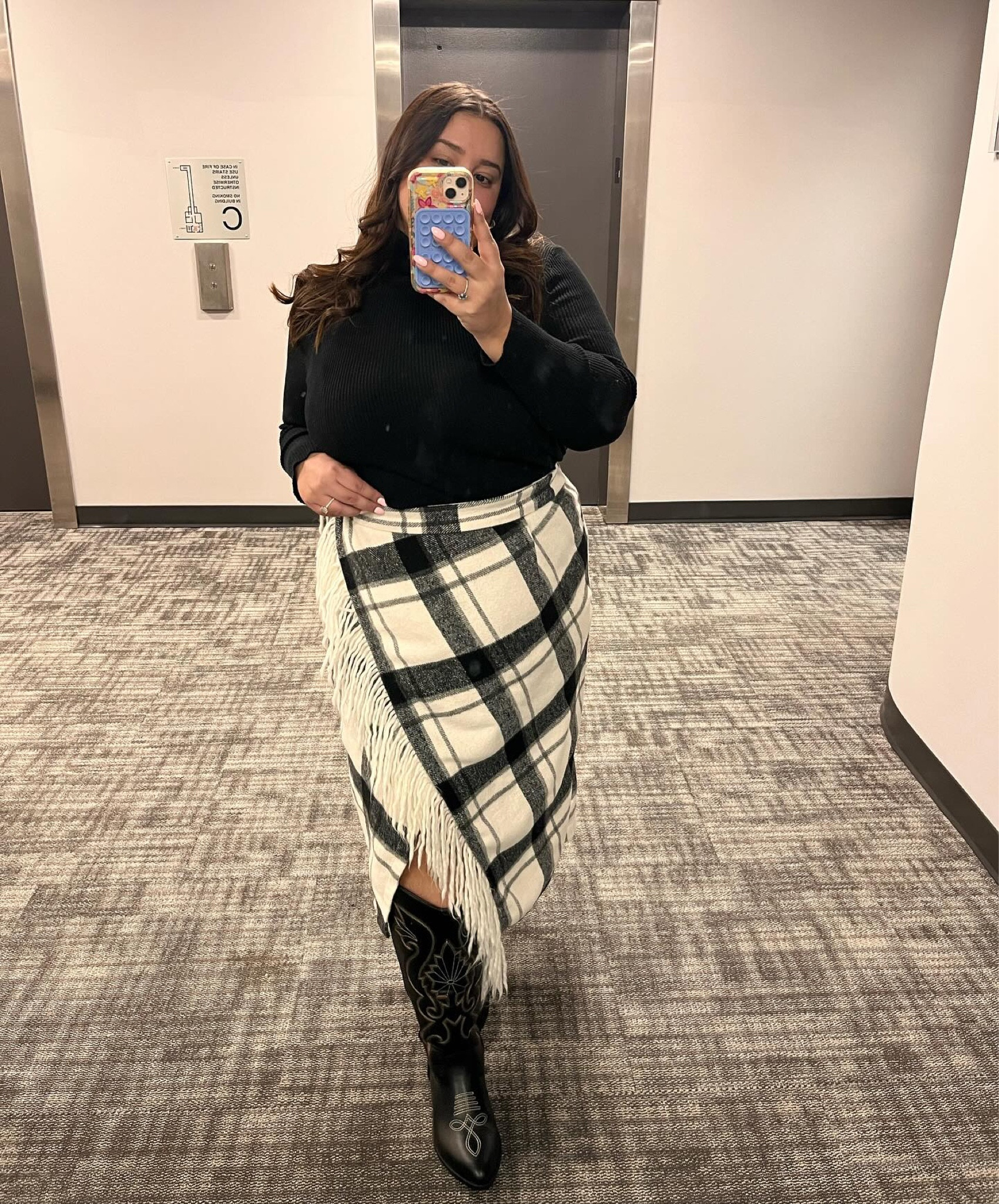 As my lovely fiance pointed out, “you look like Clare from Outlander” and “it’s giving Tom in Traitors” 

@nuuly has done it again with the cutest skirt…or comfy wearable blanket 👀 … from @shopmaremare 

I paired this winter/fall statement skirt with my new cowboy boots from @torrid and a simple ribbed turtleneck from @sheinofficial @sheincurve - all items linked in my LTK ✨ 

Comment a 🫶🏼 for $30 off your first month of @nuuly

#LTKPlusSize #LTKWorkwear #LTKSeasonal