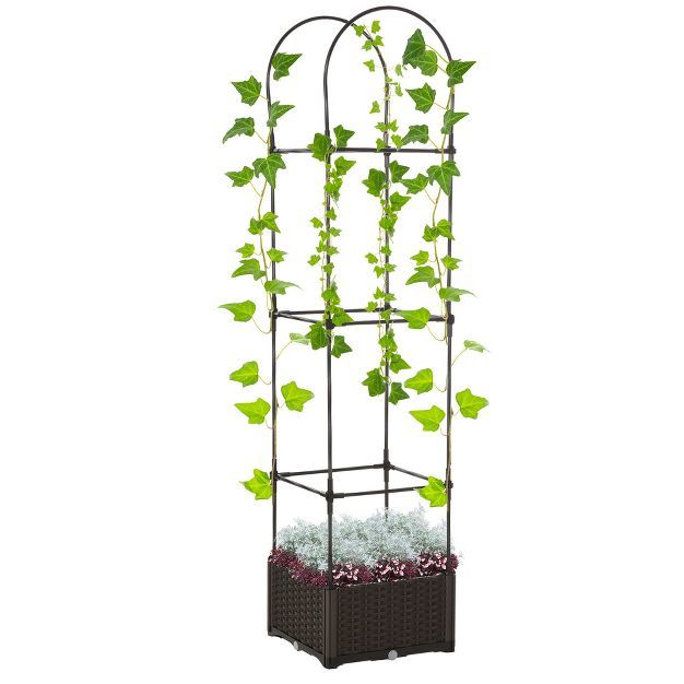 Outsunny 6' Raised Garden Bed Planter with Trellis, Self-Watering Disk, Drainage Holes & Steel Fr... | Target
