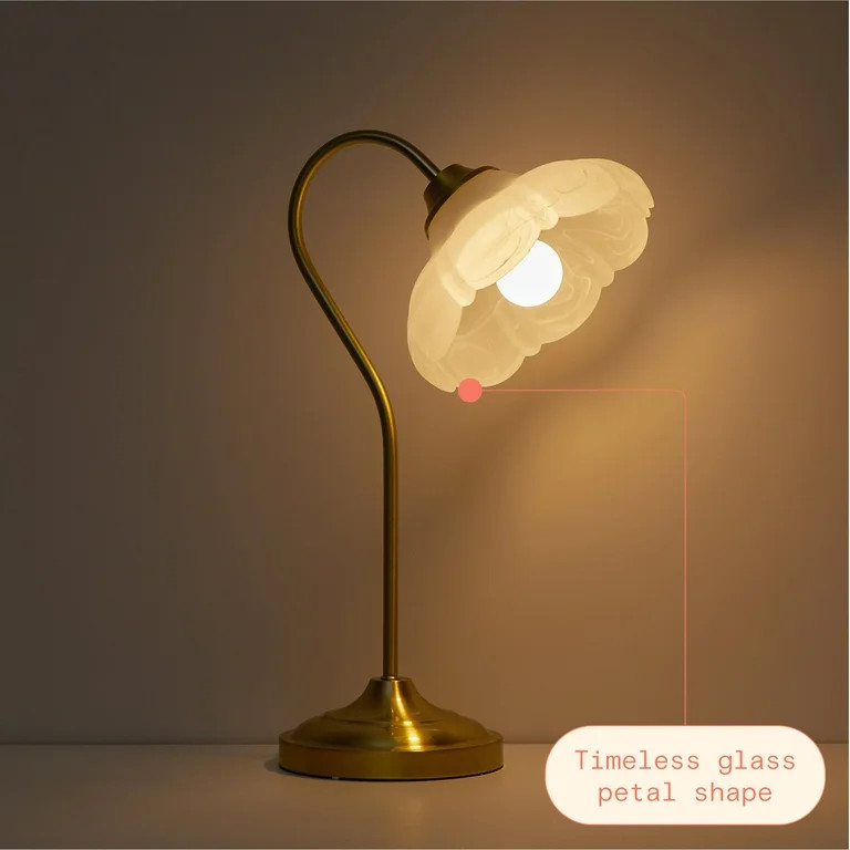 Beautiful 19" x 12" Glass Petal Shade Table Lamp with Gold Metal Base by Drew Barrymore | Walmart (US)