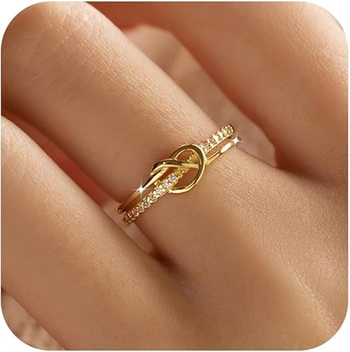 Heart Rings for Women Mother Daughter Friendship Knot Ring Promise Ring for Her 925 Sterling Silv... | Amazon (US)