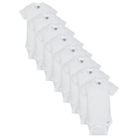 Gerber White Organic Cotton Short Sleeve Onesies Bodysuits, 8pk (Baby Boys or Baby Girls, Unisex) | Walmart (US)