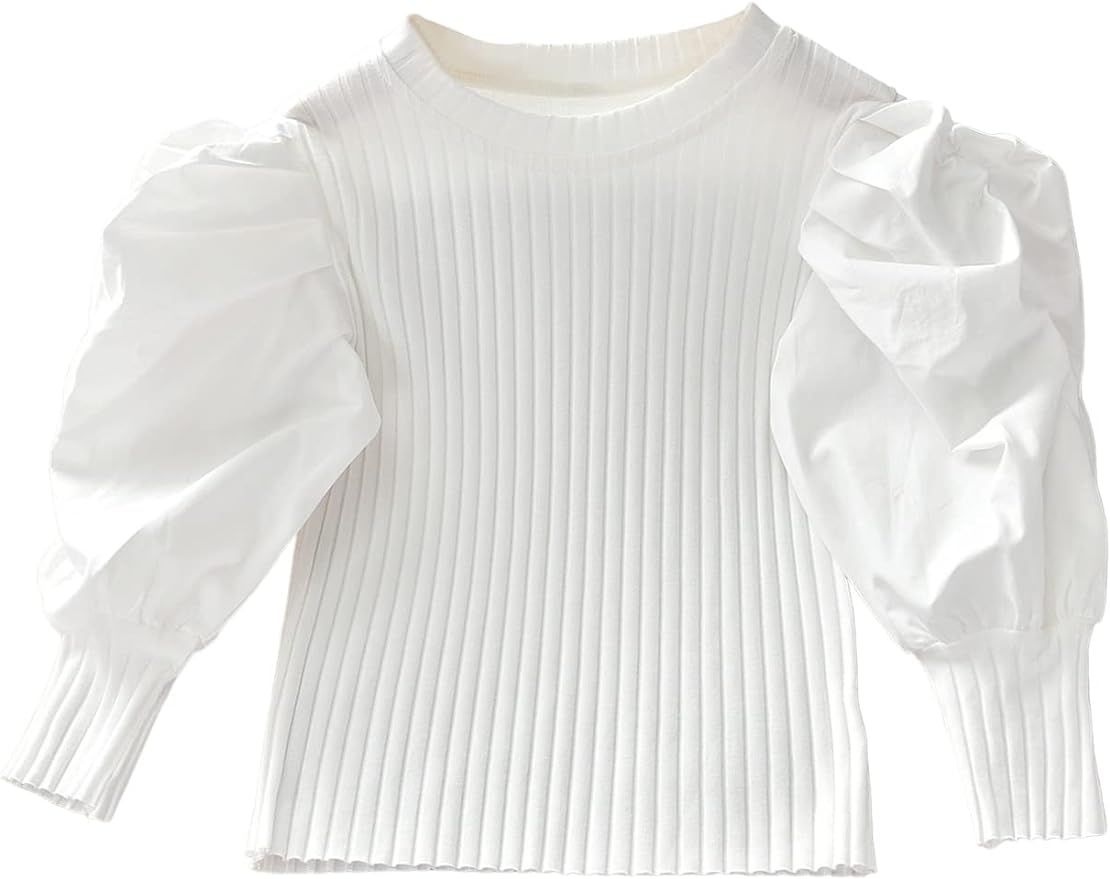SOLY HUX Toddler Girl's Puff Long Sleeve Tee Ribbed Knit T Shirt Top | Amazon (US)
