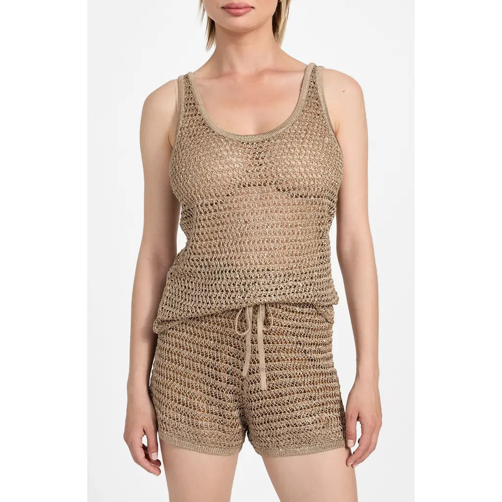 GUESS Ava Open Stitch Tank in Wet Sand Multi at Nordstrom, Size Small | Nordstrom