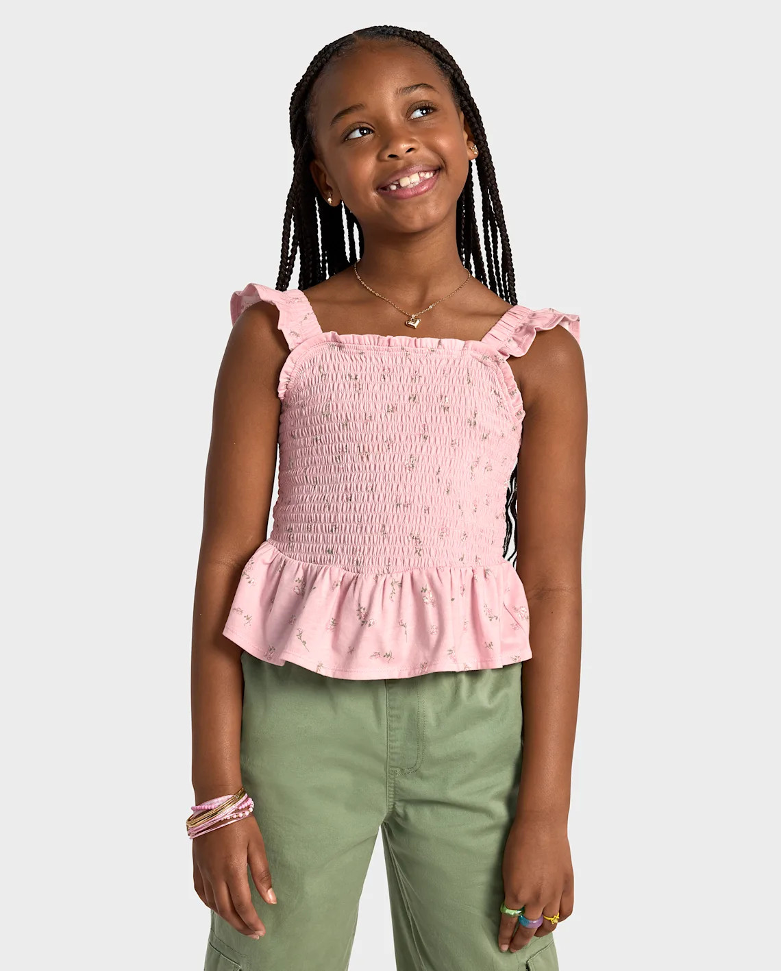 Girls Floral Ruffle Peplum Top - pink | The Children's Place