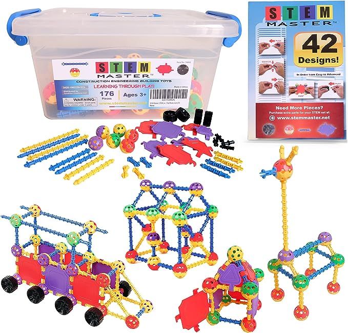 Educational Building Blocks Kit, 176 Pieces, Ages 4-8, Easter Basket Stuffers Gifts for Kids | Amazon (US)