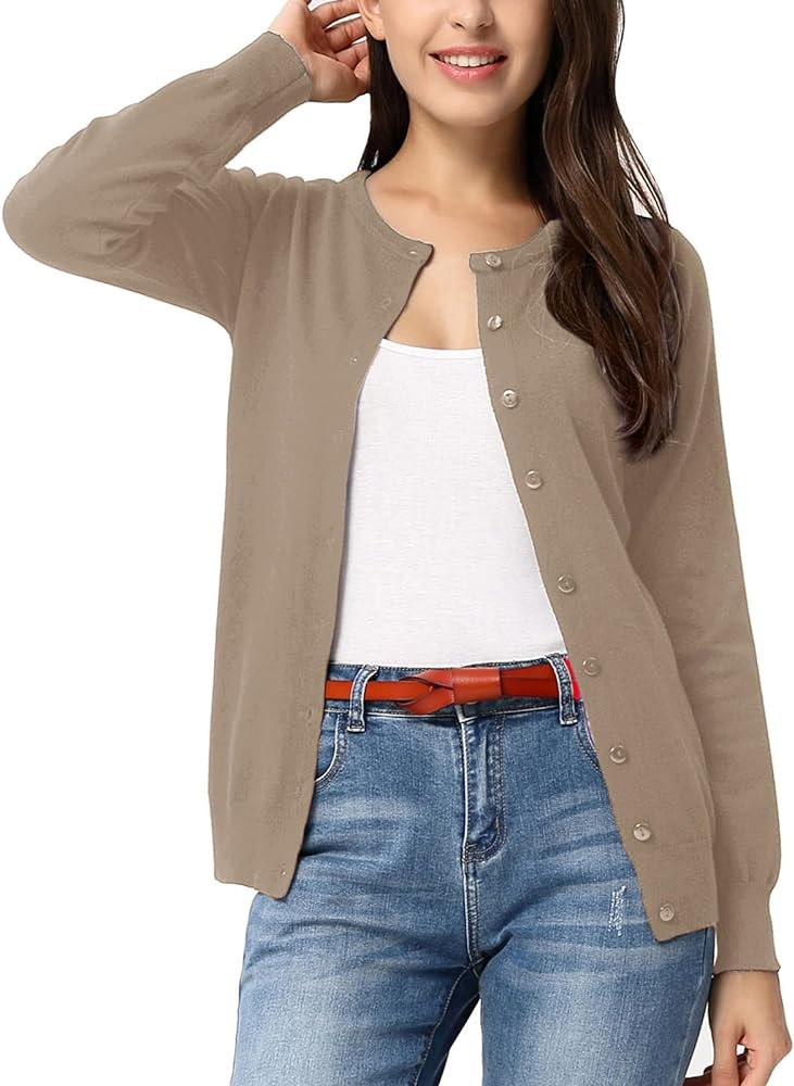 GRACE KARIN Women's Classic Long Sleeve Knit Cardigan Sweaters Casual Open Front Button Down Card... | Amazon (US)