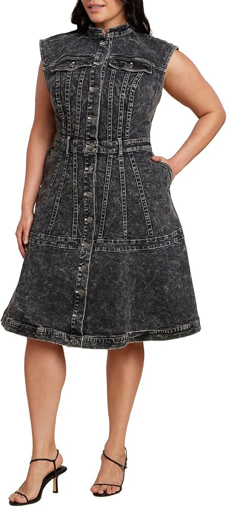 ELOQUII Women's Plus Size Fit and Flare Denim Dress | Amazon (US)