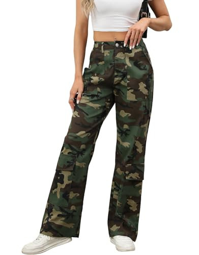 Kedera Women's Camo Cargo Pants Trousers Pink Camouflage Pants Casual Jogger Pants with Pocket | Amazon (US)