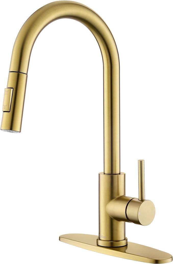 Tohlar Gold Kitchen Faucets with Pull-Down Sprayer, Modern Kitchen Sink Faucet Stainless Steel Si... | Amazon (US)