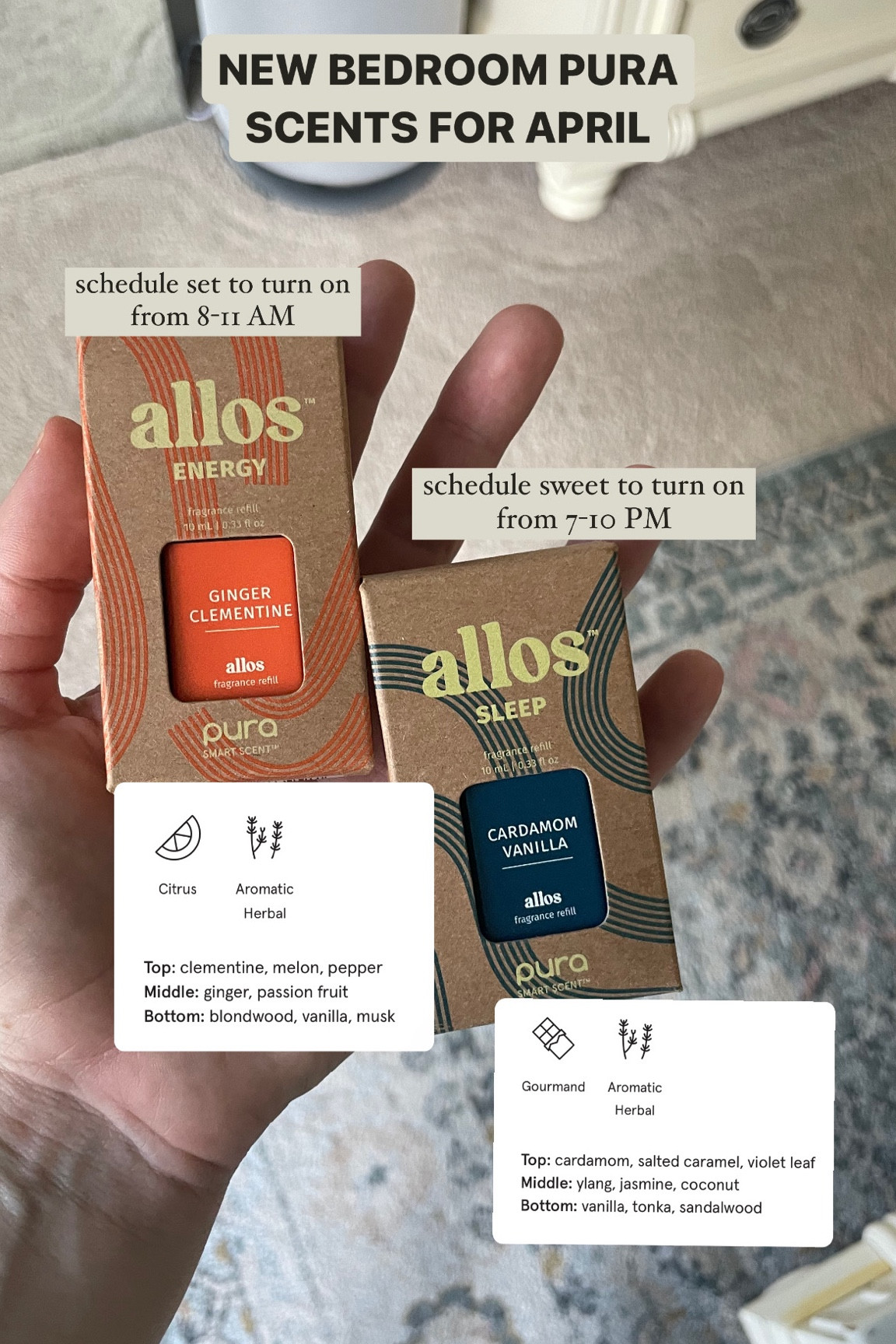 New bedroom Pura Scents for April. I’m already really enjoying these! 

Ginger Clementine to wake us up 
Cardamom Vanilla to wind us down! 

You can use “Lambert15” for 15% off your order 

#LTKhome #LTKSeasonal #LTKfindsunder50