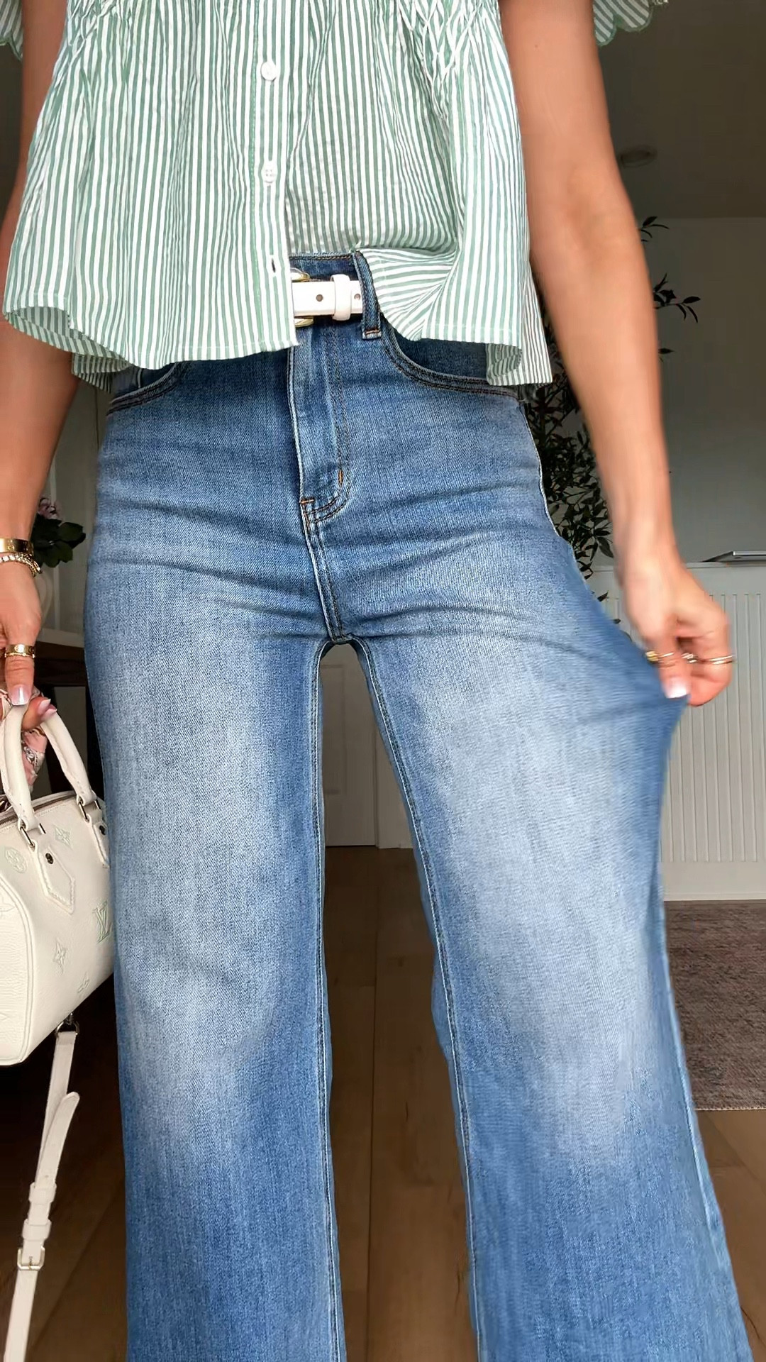 Today’s spring #ootd here! Love these Amazon wide leg jeans, size 24 and 29” inseam. Anthropologie blouse in XXS. Cream belt in XS. Woven ballet flats are TTS. 

#LTKootd #LTKgrwm #LTKPetite