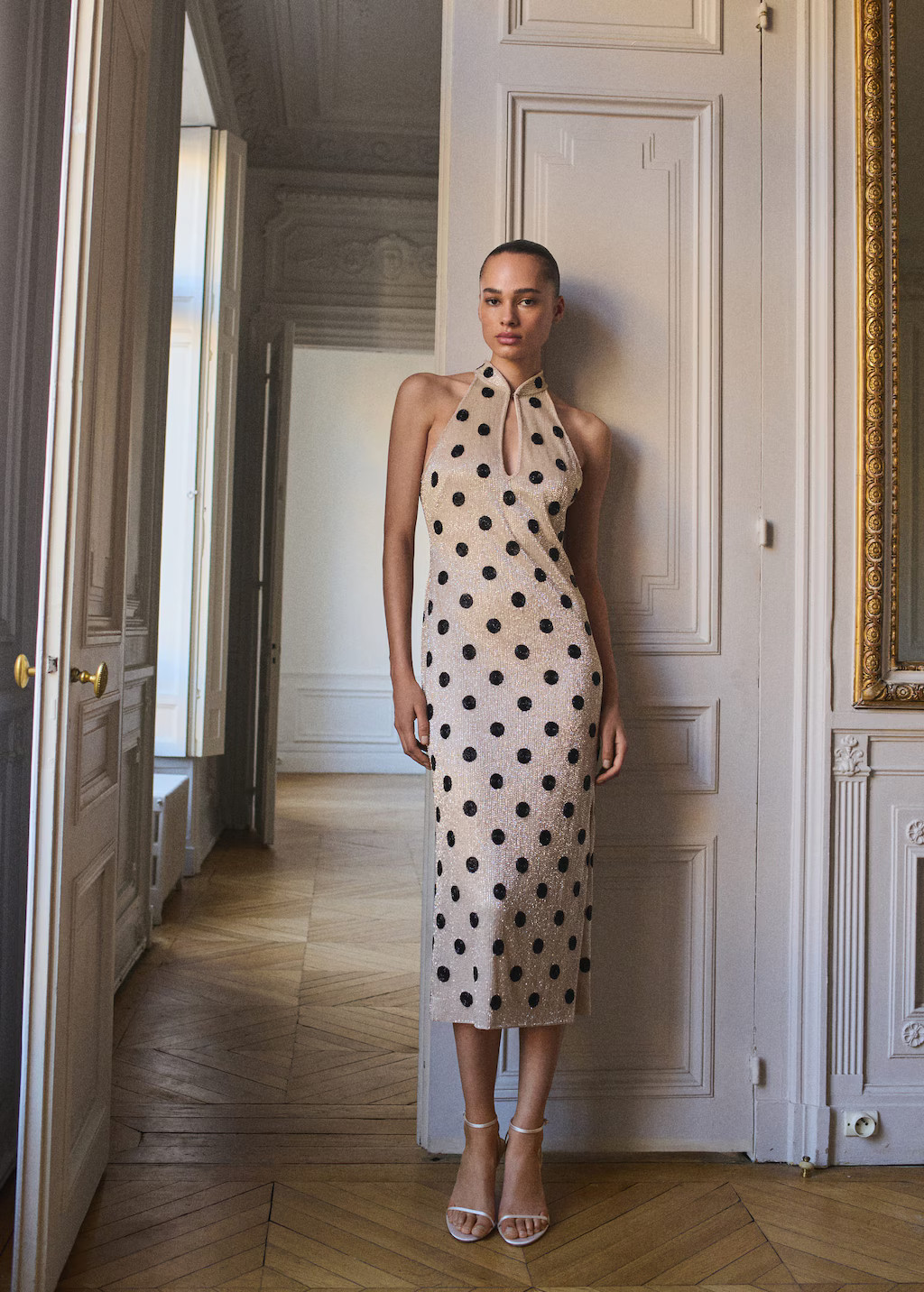 Rhinestone polka-dot halter dress off white - Woman - 6 - MANGO | Mango (US/MX/AU)