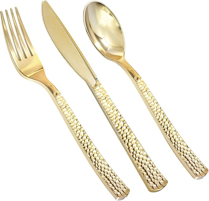 Supernal 180 pieces Gold Plastic Silverware,Gold Plastic Cutlery,Gold Forks and Spoons,Party Plas... | Amazon (US)