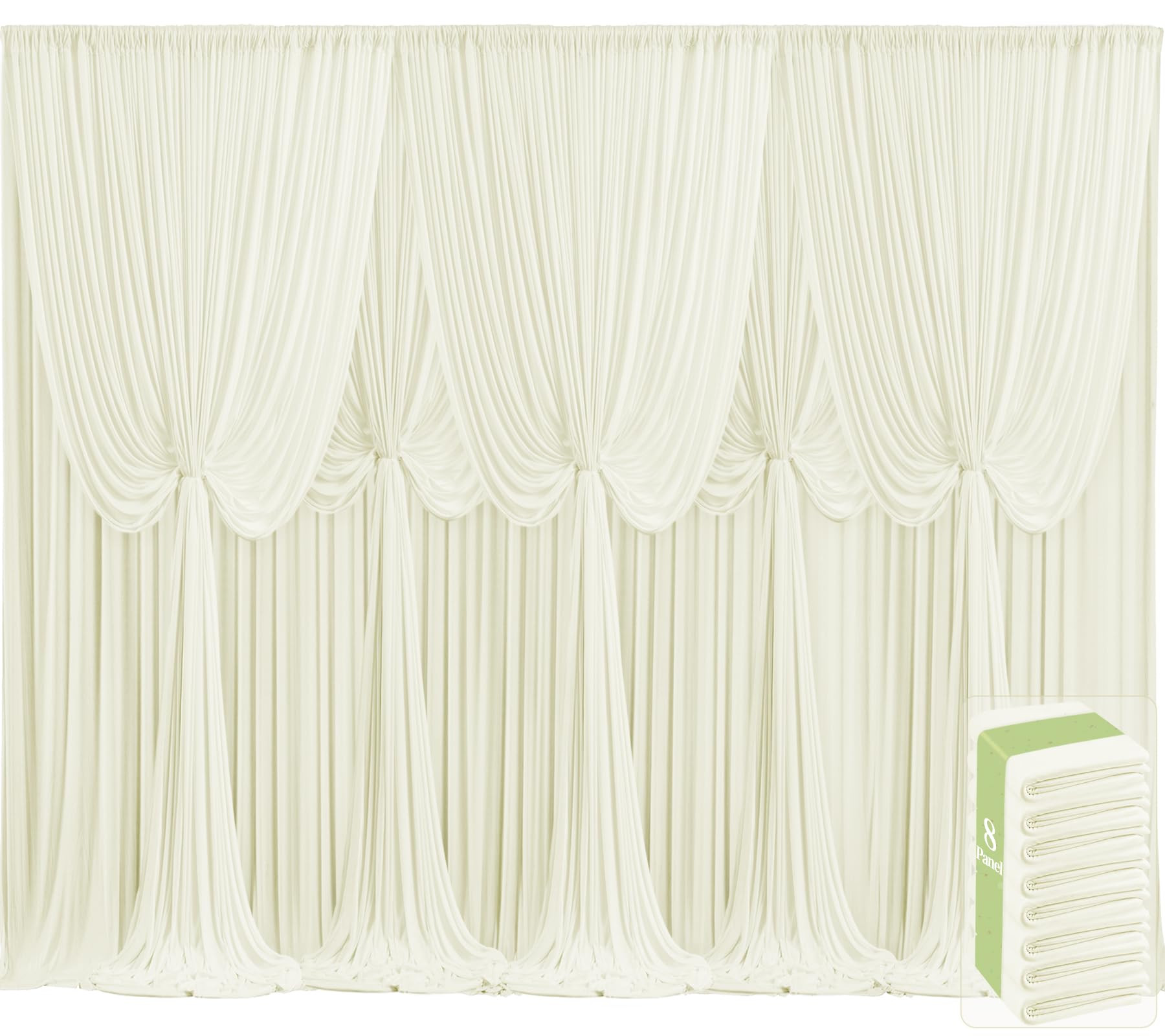 8 Panels Ivory Backdrop Curtains for Wedding Party Wrinkle Free Backdrops Curtain Drapes Fabric D... | Amazon (US)