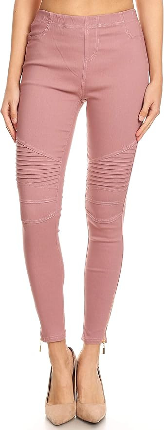 2ND DATE Women's Moto Pants Biker Skinny Leggings | Amazon (US)